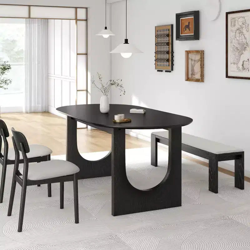 Table à manger ovale en bois de 67 pouces - Moderne et rustique, 4-6 places, capacité de 500 lb