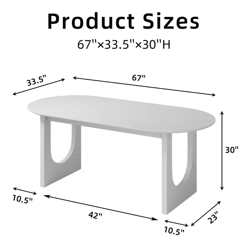 Table à manger ovale en bois de 67 pouces - Moderne et rustique, 4-6 places, capacité de 500 lb