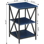Table d'appoint à 3 niveaux avec cadre en métal et étagères ouvertes - Bleu cobalt