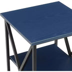 Table d'appoint à 3 niveaux avec cadre en métal et étagères ouvertes - Bleu cobalt