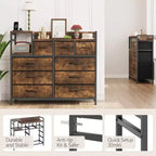 39Commode de 9 tiroirs en métal et tissu de style ferme pour chambre à coucher, placard, salon, appartement,