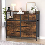 39Commode de 9 tiroirs en métal et tissu de style ferme pour chambre à coucher, placard, salon, appartement,