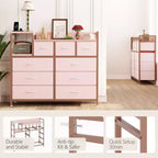 39Commode de 9 tiroirs en métal et tissu de style ferme pour chambre à coucher, placard, salon, appartement,