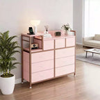 39Commode de 9 tiroirs en métal et tissu de style ferme pour chambre à coucher, placard, salon, appartement,