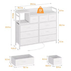 39Commode de 9 tiroirs en métal et tissu de style ferme pour chambre à coucher, placard, salon, appartement,