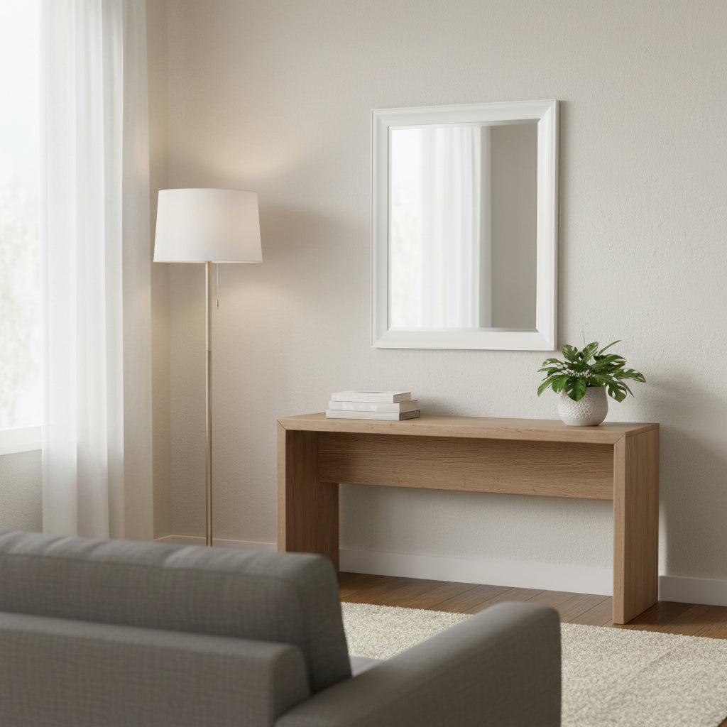 Miroir mural de salle de bain rectangulaire Kalla - Cadre blanc mat, 21,5"x27,5"