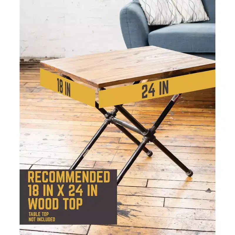 Table d'appoint industrielle Criss Cross - Style campagne, acier et pin, noire