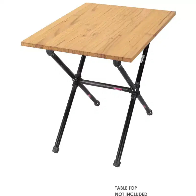 Table d'appoint industrielle Criss Cross - Style campagne, acier et pin, noire