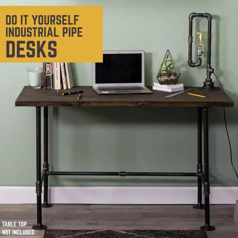 Piétement de bureau industriel en H – Acier et pin, bureau à domicile, 76,2 cm H x 106,7 cm L