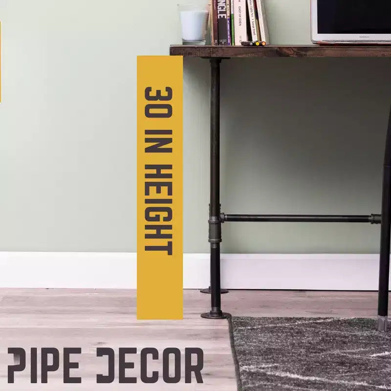 Piétement de bureau industriel en H – Acier et pin, bureau à domicile, 76,2 cm H x 106,7 cm L