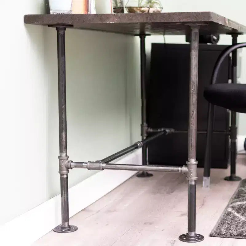 Piétement de bureau industriel en H – Acier et pin, bureau à domicile, 76,2 cm H x 106,7 cm L