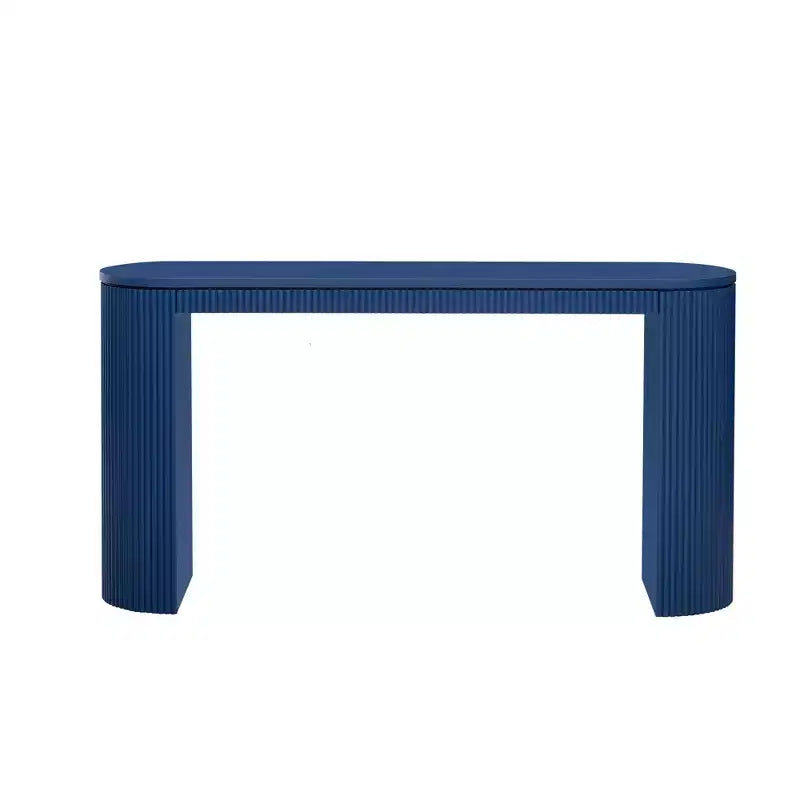 Console moderne pour entrée avec pieds incurvés et plateau à rayures verticales - Marron, 150 cm