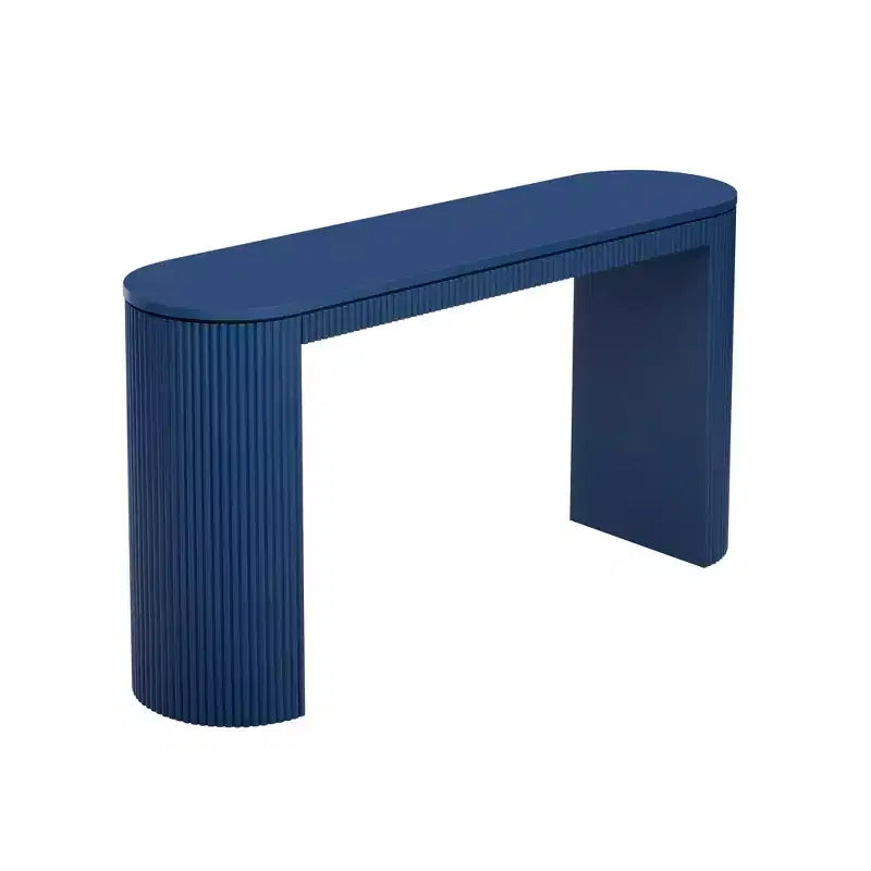Console moderne pour entrée avec pieds incurvés et plateau à rayures verticales - Marron, 150 cm
