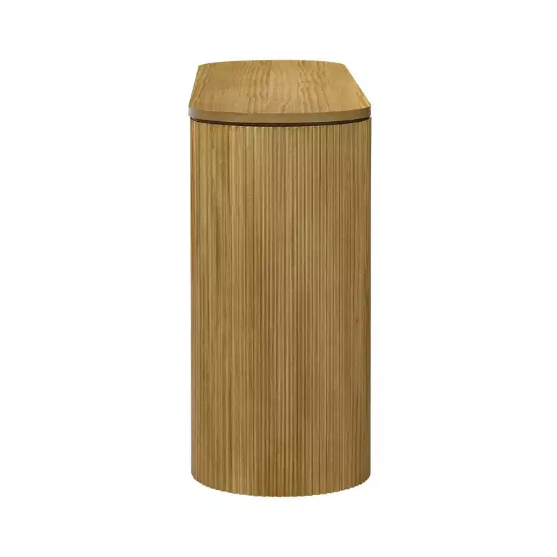Console moderne pour entrée avec pieds incurvés et plateau à rayures verticales - Marron, 150 cm