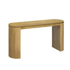Console moderne pour entrée avec pieds incurvés et plateau à rayures verticales - Marron, 150 cm