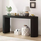 Console moderne pour entrée avec pieds incurvés et plateau à rayures verticales - Marron, 150 cm