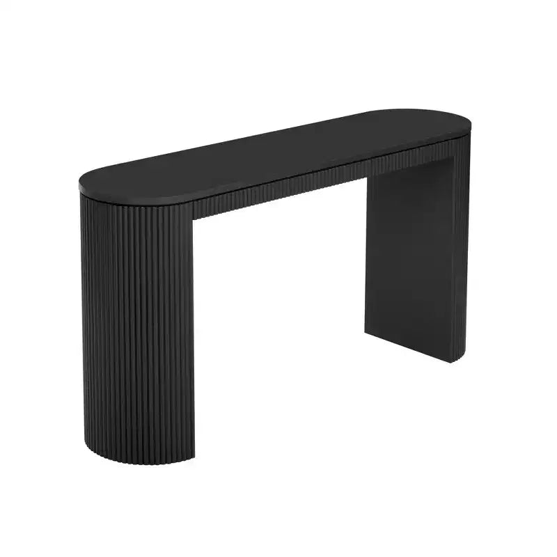 Console moderne pour entrée avec pieds incurvés et plateau à rayures verticales - Marron, 150 cm