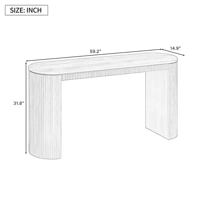 Console moderne pour entrée avec pieds incurvés et plateau à rayures verticales - Marron, 150 cm