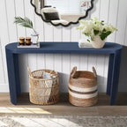 Console minimaliste 150 cm avec pieds incurvés et plateau épais - Bleu