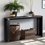 Console minimaliste 150 cm avec pieds incurvés et plateau épais - Bleu