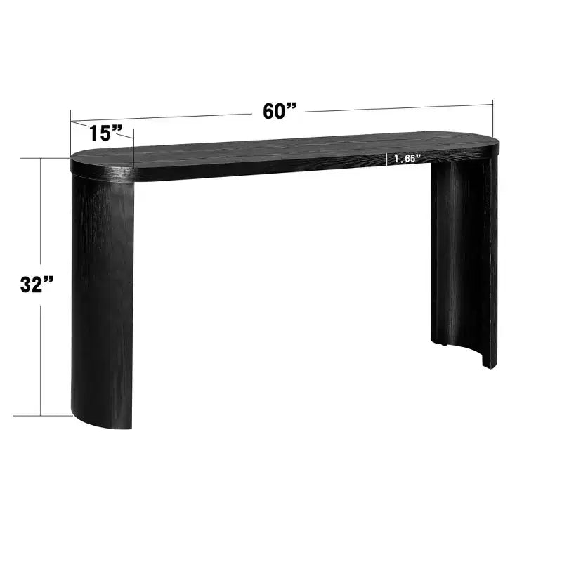 Console minimaliste 150 cm avec pieds incurvés et plateau épais - Bleu