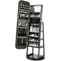 VEVOR 360 Swivel Jewelry Cabinet, 63-inch Tall, Full-Length Mirror with Storage, Standing Rotatable Jewelry Armoire Organizer,with 2 Keys, Black
