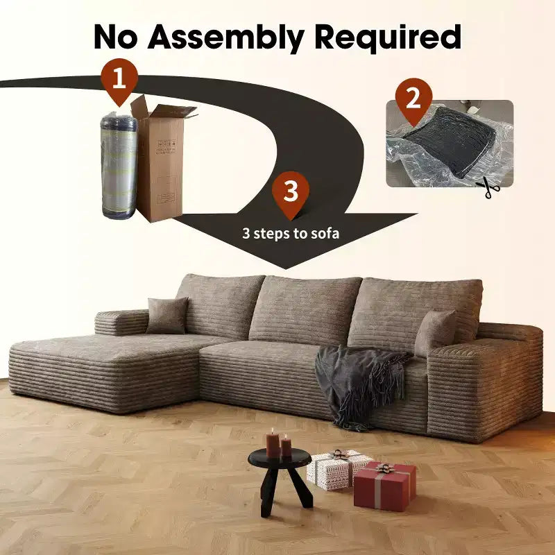 Canapé d'angle modulable L-Cloud de 272 cm avec méridienne - Canapé modulable à assise profonde