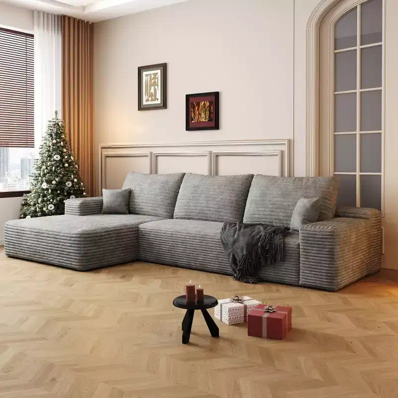 Canapé d'angle modulable L-Cloud de 272 cm avec méridienne - Canapé modulable à assise profonde