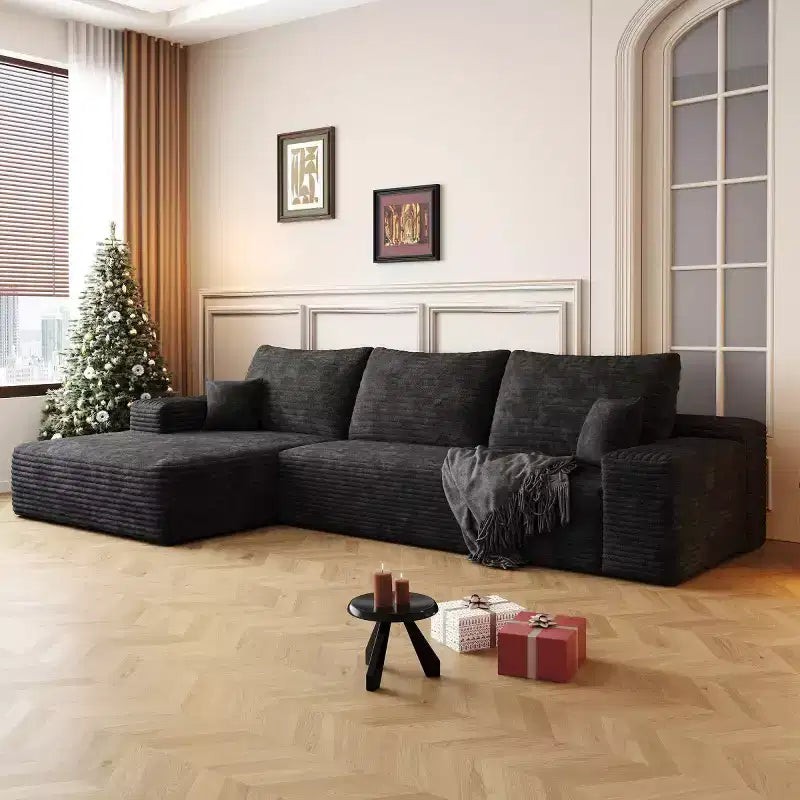 Canapé d'angle modulable L-Cloud de 272 cm avec méridienne - Canapé modulable à assise profonde