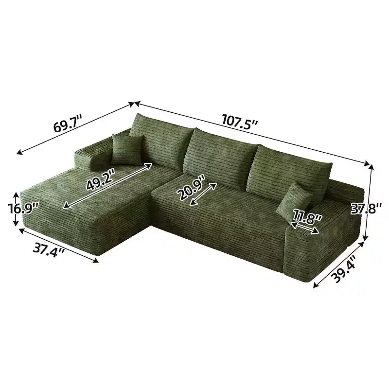 Canapé d'angle modulable L-Cloud de 272 cm avec méridienne - Canapé modulable à assise profonde