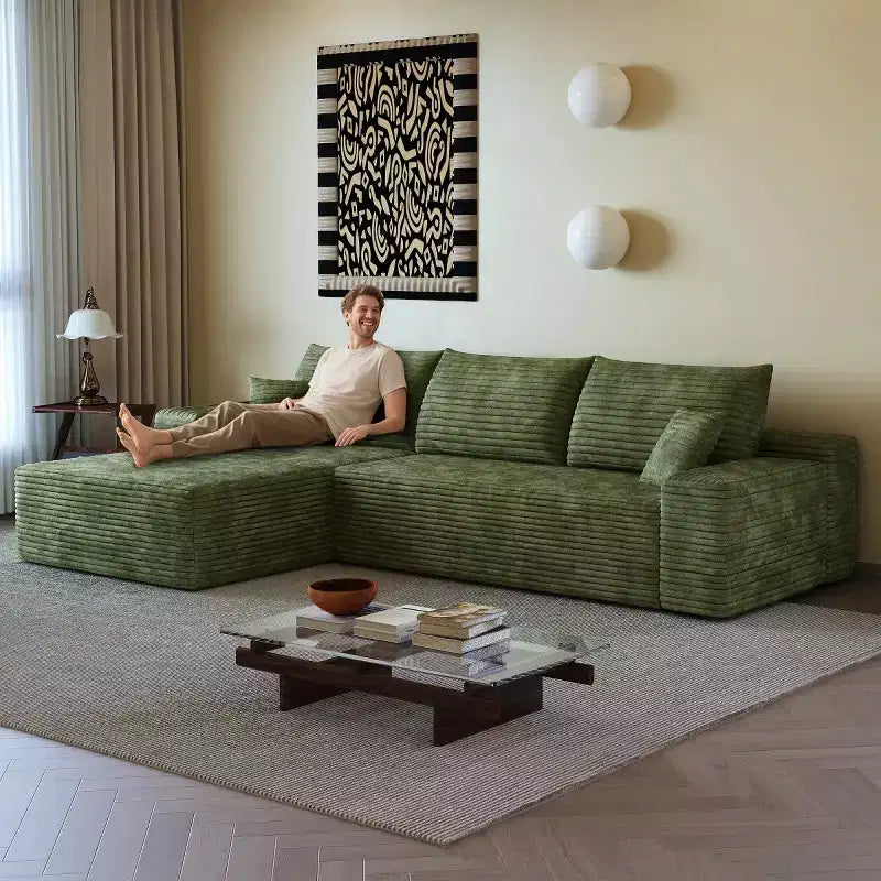 Canapé d'angle modulable L-Cloud de 272 cm avec méridienne - Canapé modulable à assise profonde