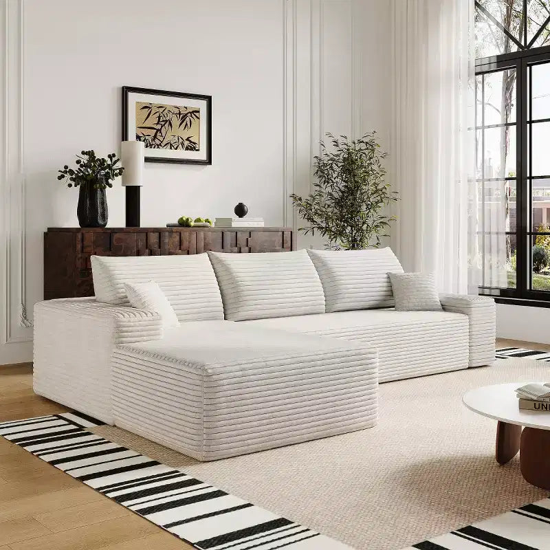 Canapé d'angle modulable L-Cloud de 272 cm avec méridienne - Canapé modulable à assise profonde