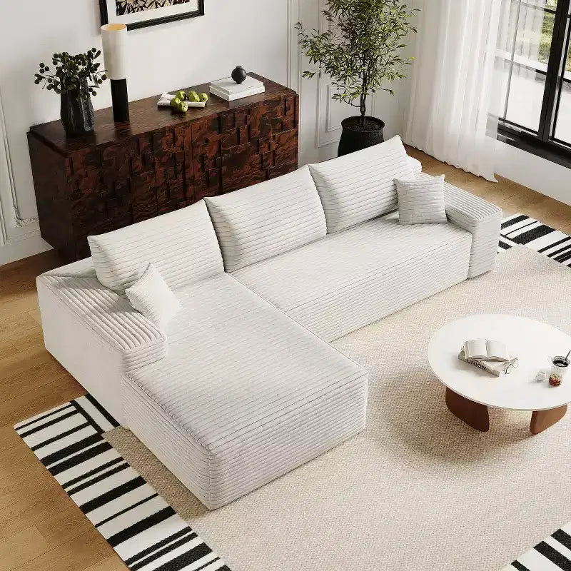 Canapé d'angle modulable L-Cloud de 272 cm avec méridienne - Canapé modulable à assise profonde