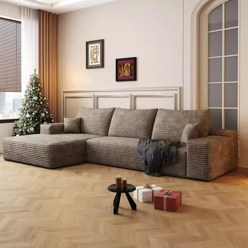Canapé d'angle modulable L-Cloud de 272 cm avec méridienne - Canapé modulable à assise profonde