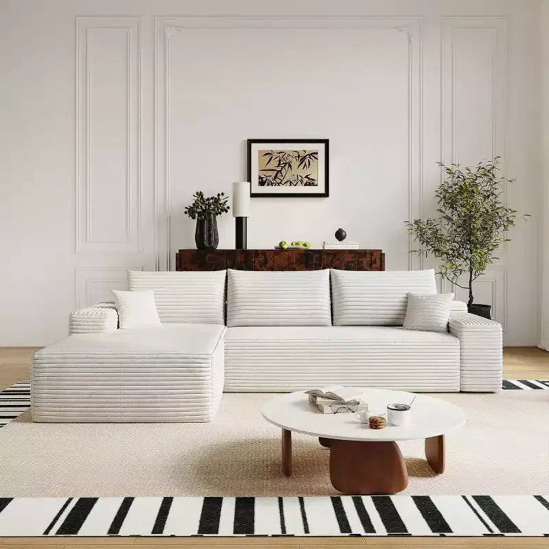 Canapé d'angle modulable L-Cloud de 272 cm avec méridienne - Canapé modulable à assise profonde
