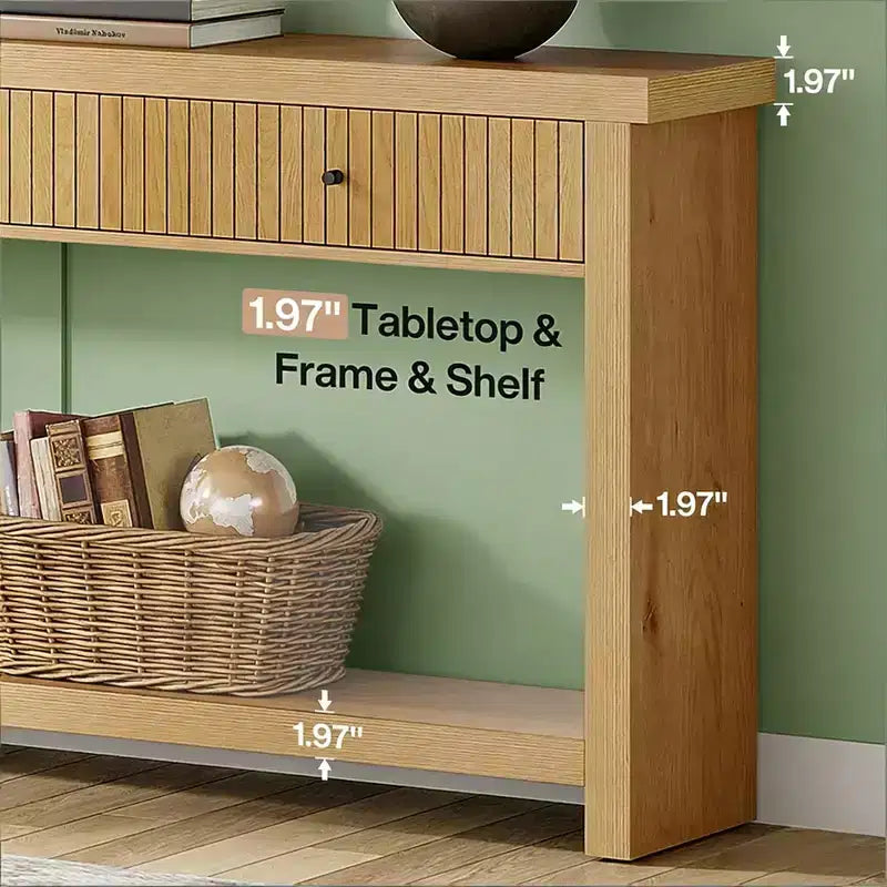 Console en chêne sauvage minimaliste japonaise de 180 cm avec 3 tiroirs
