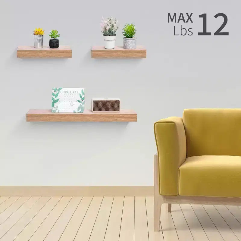 Étagères murales flottantes avec supports invisibles - Rangement en bois pour toute pièce, Multicolore
