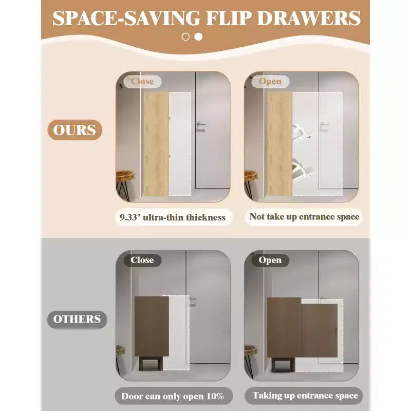 Meuble à chaussures étroit en bois avec 4 tiroirs basculants et étagère ouverte, meuble de rangement autonome pour chaussures pour entrée, couloir et chambre à coucher