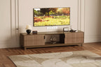 CuisinSmart Fluted Under TV Cabinet, Mid Century Modern TV Stand with Open-Shelf Storage, Wooden TV Stands for Living Room Apartment, Walnut