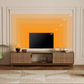 Meuble TV cannelé Mid-Century Modern avec étagères ouvertes – Noyer, compatible jusqu'à 80"