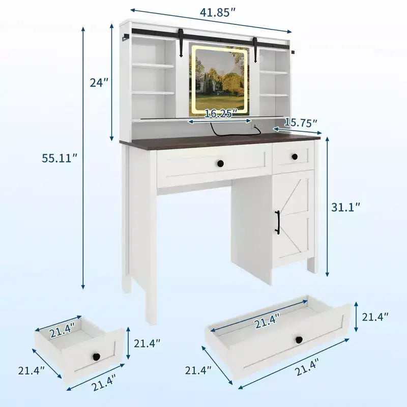 Coiffeuse moderne, 3 tiroirs, meuble de rangement, tabouret de rangement, étagères, pour la maison, le salon
