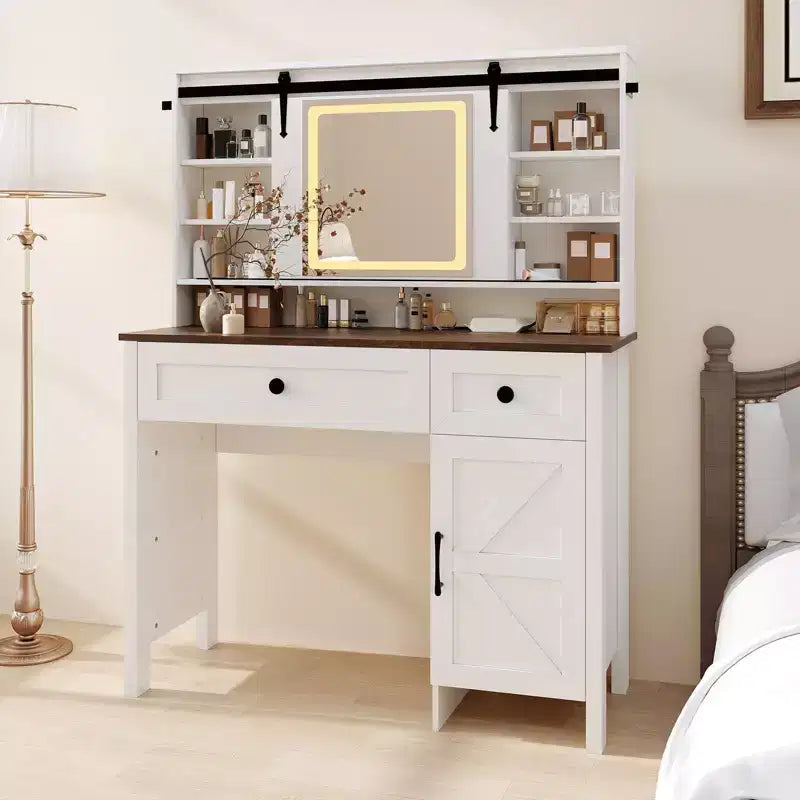 Coiffeuse moderne, 3 tiroirs, meuble de rangement, tabouret de rangement, étagères, pour la maison, le salon