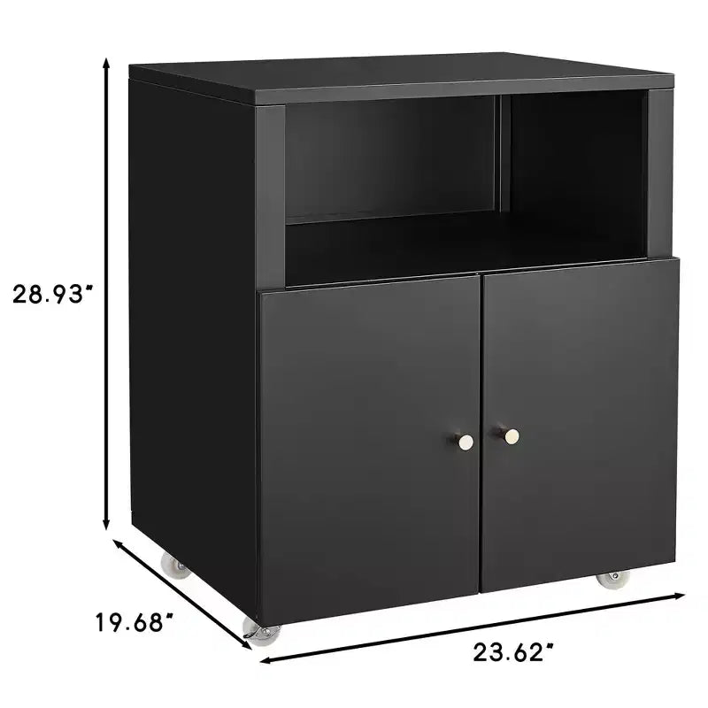 Meuble d'imprimante métallique mobile robuste avec 2 portes et étagère de rangement, support d'imprimante sous le bureau, meuble de classement roulant pour bureau à domicile, garage, atelier
