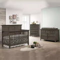 Lit bébé évolutif gris - Meuble de chambre d'enfant en bois massif