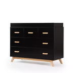 Commode double à 5 tiroirs avec fermeture amortie - Noire
