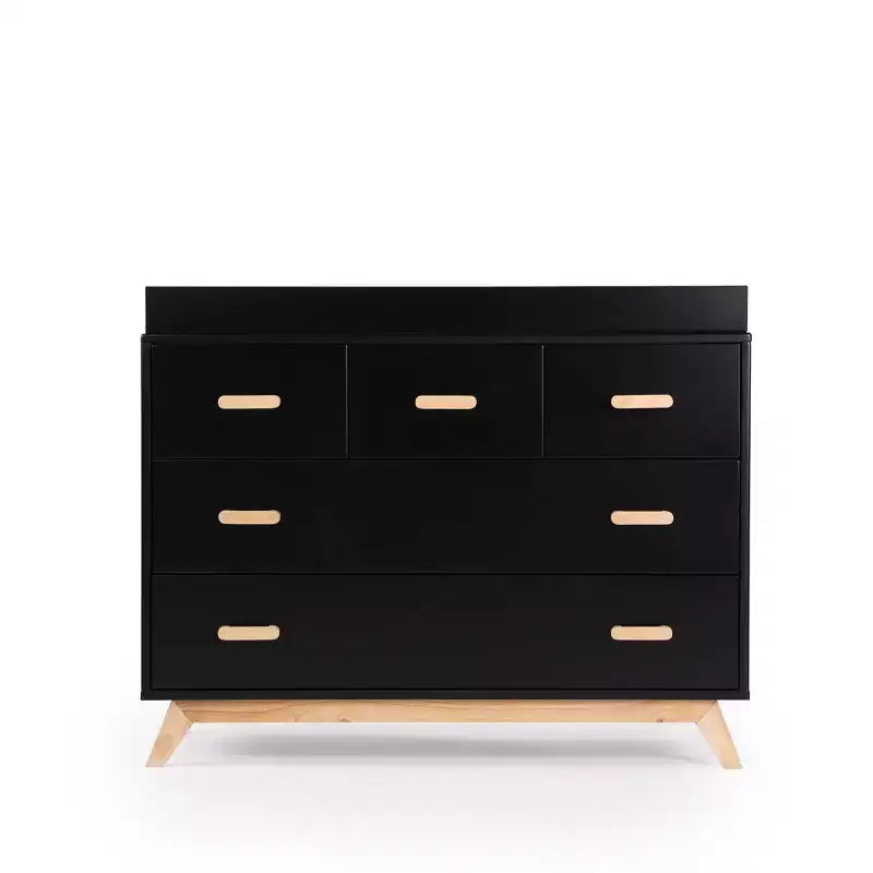 Commode double à 5 tiroirs avec fermeture amortie - Noire