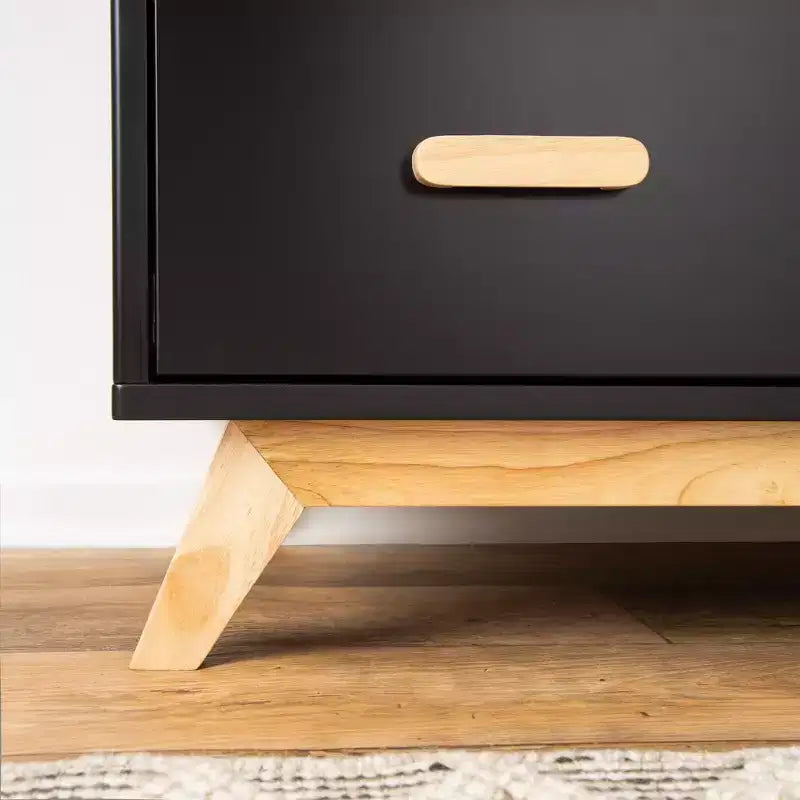 Commode double à 5 tiroirs avec fermeture amortie - Noire