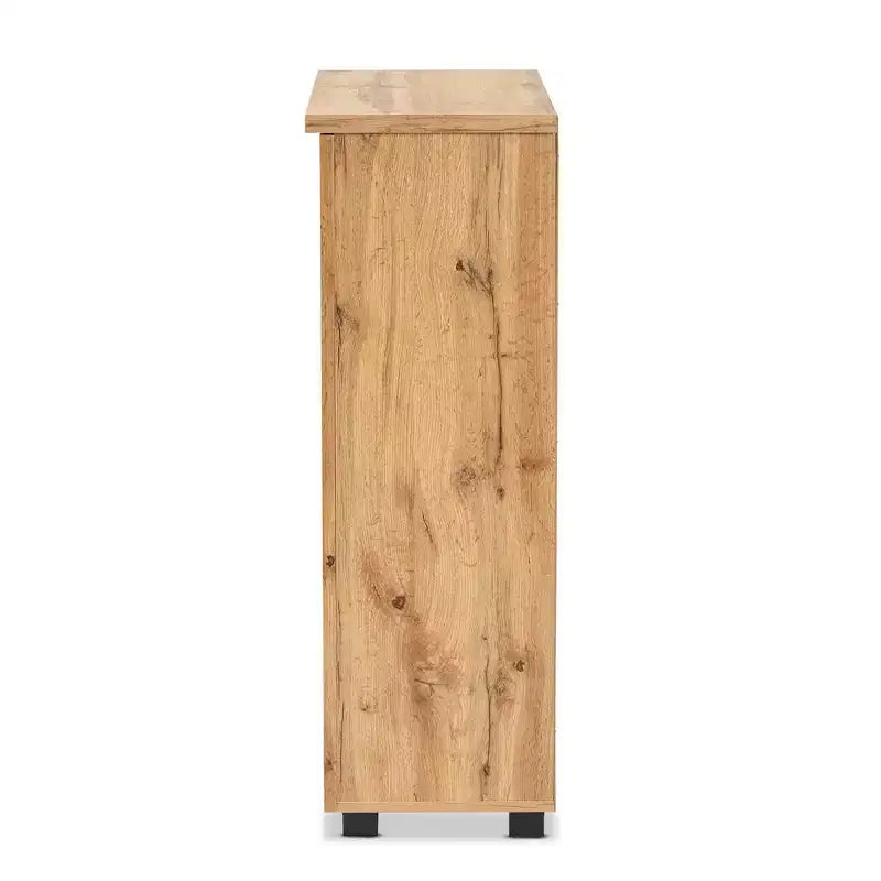 Meuble à chaussures 2 portes avec 5 étagères - Chêne marron, peut contenir 15 paires