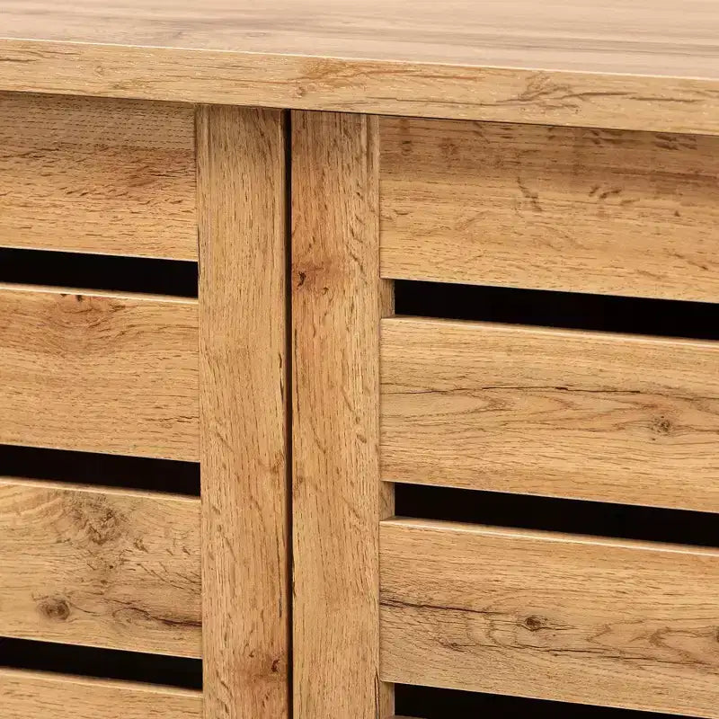 Meuble à chaussures 2 portes avec 5 étagères - Chêne marron, peut contenir 15 paires