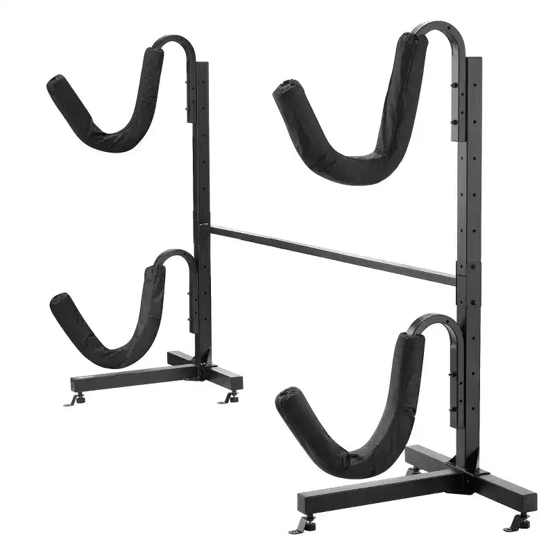 Support de rangement autoportant pour kayaks et planches à pagaie – Peut contenir 2 kayaks, capacité de 79 kg, noir